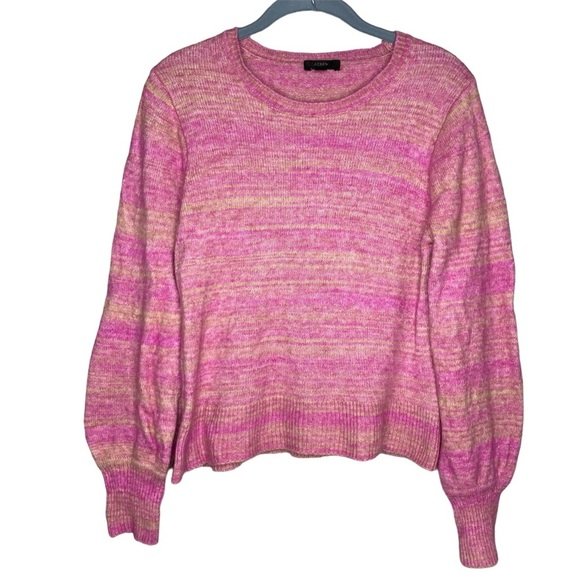 J. Crew Italian Space-Dyed Puff Sleeve Sweater Dahlia Sand merino wool cashmere - Picture 3 of 10